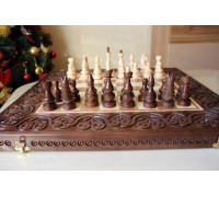 Chess, checkers, and backgammon, gift set, carved chess set, 55*55 cm