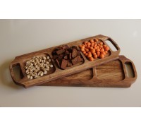 Деревянная прямоугольная монастырь с ручками, дубовая секционная доска для подачи закусок, 40*15 см. Деревянная прямоугольная монастырь с ручками, дубовая секционная доска для подачи закусок, 40*15 см.