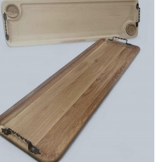 Поднос дубовый с металлическими ручками, 100*30 см.