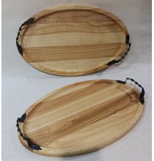 Поднос дубовый с металлическими ручками 50*30 см