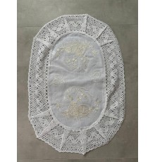 Накидка на великодній кошик , рушничок великодній ручної роботи (60*40 см) білиий з бежевим візерунком