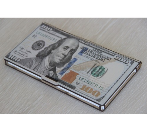 Подарунковий конверт для грошей '100$', дерев'яний оригінальний конверт для купюр Подарунковий конверт для грошей '100$', дерев'яний оригінальний конверт для купюр