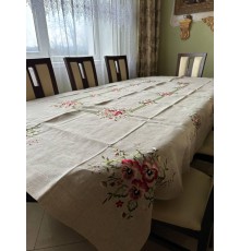 Скатертина прямокутна з квітковим візерунком ,скатерть святкова лляна (150*230 см)