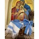 Набор для декора пасхальной корзины – чехол, полотенце-накидка и бант (лен с вышивкой синего цвета)
