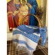 Набор для декора пасхальной корзины – чехол, полотенце-накидка и бант (лен с вышивкой синего цвета)