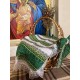 Набор для декора пасхальной корзины – чехол, полотенце-накидка и бант (лен с вышивкой зеленого цвета)