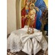 Набор для декора пасхальной корзины – чехол, полотенце-накидка и бант (велюр белого цвета с кружевом)