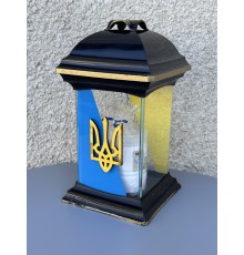 Лампадка для Героїв, синьо-жовта лампадка з Тризубом