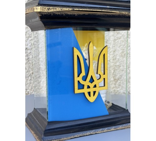Лампадка для Героїв, синьо-жовта лампадка з Тризубом Лампадка для Героїв, синьо-жовта лампадка з Тризубом