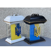 Лампадка для Героев, сине-желтая лампадка с Трезубцем.