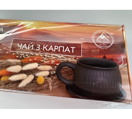 Подарунковий набір карпатського чаю "Чай з Карпат", 4 види трав'яного чаю+мед Подарунковий набір карпатського чаю "Чай з Карпат", 4 види трав'яного чаю+мед