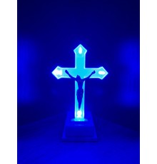LED свічка "Хрест" із синім світлом, 13 см