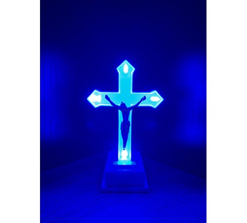 LED свічка "Хрест" із синім світлом, 13 см LED свічка "Хрест" із синім світлом, 13 см