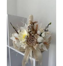 Декор на Великодній кошик з коричневим кроликом, Пасхальна прикраса для корзини