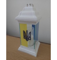 Лампадка для Героїв, синьо-жовта лампадка з Тризубом