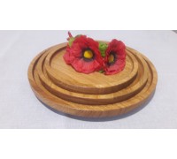 Round oak tray. Wooden tray.