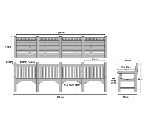 Крамниця, лава зі спинкою 2840 х 580 мм від виробника Garden park bench 24 Крамниця, лава зі спинкою 2840 х 580 мм від виробника Garden park bench 24