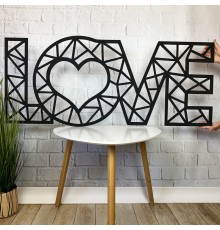 Оригинальный настенный декор геометрическая абстракция из дерева Love
