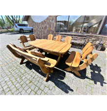 Мебель из массива дуба 1750х1100, комплект Oak Furniture 01. Стол и 4 лавки из дуба от производителя.