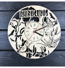 Необычные настенные деревянные часы «Носорог»