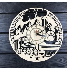 Оригінальний дизайнерський годинник з дерева «Локомотив»
