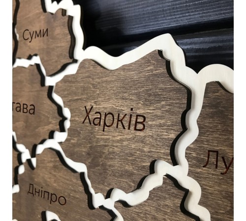 Деревянная декоративная настенная карта Украины Деревянная декоративная настенная карта Украины
