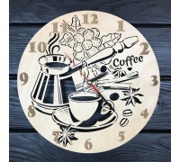 Originale Wanduhr aus Holz „Kaffeezeit“