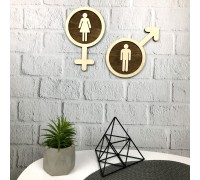 Wooden signs for toilet doors
