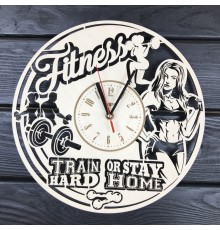 Деревянные часы на стену "Фитнес"