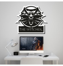 Деревянная картина-эмблема компьютерной игры "The Witcher"