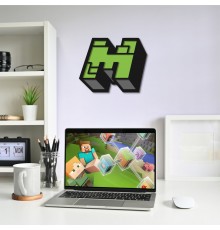 Деревянный настенный логотип компьютерной игры «Minecraft»