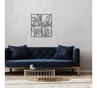 Wooden modular painting in 4 parts 