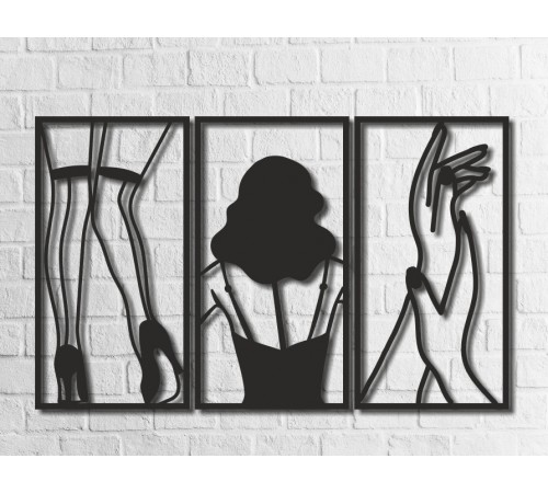 Интерьерная картина-триптих из дерева «Девушка» Интерьерная картина-триптих из дерева «Девушка»