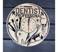 Wooden wall clock for a dental office