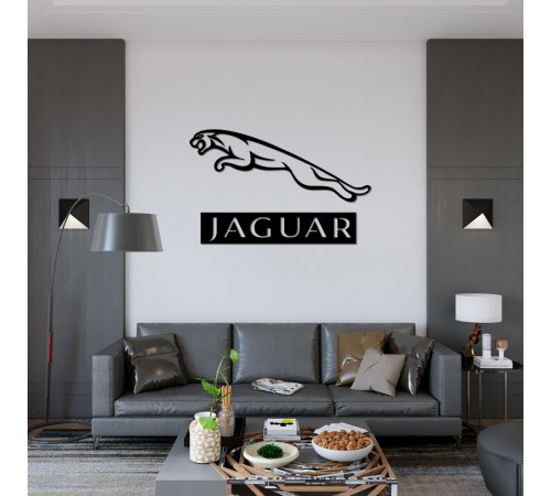 Декоративний елемент на стіні з дерева у вигляді значок Jaguar. Декоративний елемент на стіні з дерева у вигляді значок Jaguar.