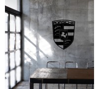 Decorative wall panel in the shape of the Porsche badge
