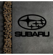 Настенный логотип Subaru из дерева интерьерный.