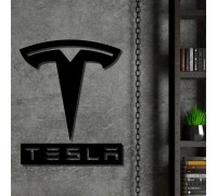 Stylish Tesla logo with tree for wall decor.