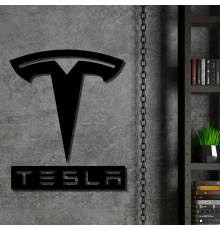 Стильный логотип Tesla с деревом для декора стен.
