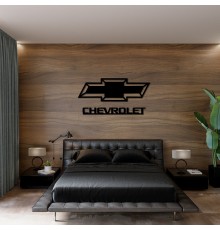 Декоративний дерев'яний логотип Chevrolet на стіні