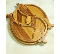 Holztablett + 4 fischförmige Teller. Papasha aus Eiche. Geschenkset "Fisch". Zusammenklappbarer Nonnenteller aus Eiche.