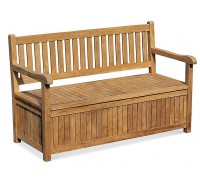 Gartenparkbank 19 Thermoholzbank mit Rückenlehne 1500 x 550 mm mit eingebauter Aufbewahrungsbox