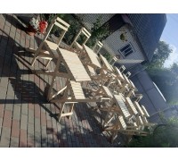Square folding wooden table (cafe garden) table + 2 chairs