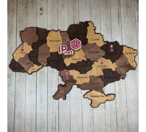Велика об'ємна карта України з дерева з логотипом на замовлення Велика об'ємна карта України з дерева з логотипом на замовлення