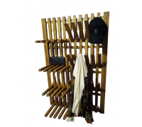 Multifunctional wall hanger made of ash wood with hooks