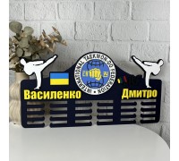 Дерев'яна іменна медальниця «Тхеквондо» з логотипом клубу