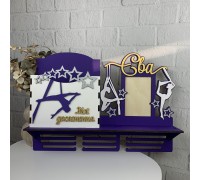 Большая деревянная медальница с полочкой и отсеком для грамот «Воздушная гимнастика»