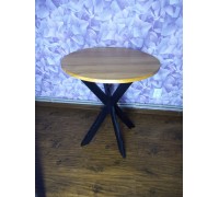 Stół okrągły 70 cm drewno naturalne podstawa drewniana czarna