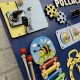 Яркий развивающий бизиборд из дерева для мальчика с именем 50х65 см, детская игрушка, обучающая по Монтессори
