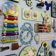 Великий іменний бізіборд для хлопчика у нижніх блакитних кольорах 50х65 см, дерев'яна розвиваюча дитяча іграшка